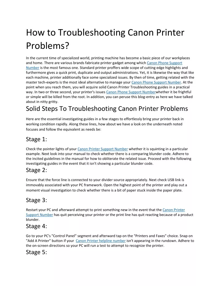 how to troubleshooting canon printer problems
