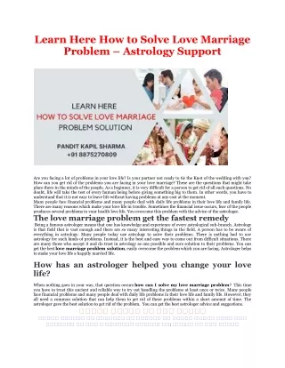 learn here how to solve love marriage problem
