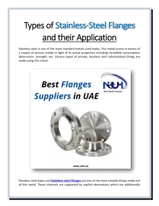 Get the Various type of Flanges in UAE from New World Horizon