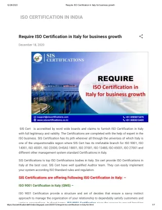 Require ISO Certification in Italy for business growth