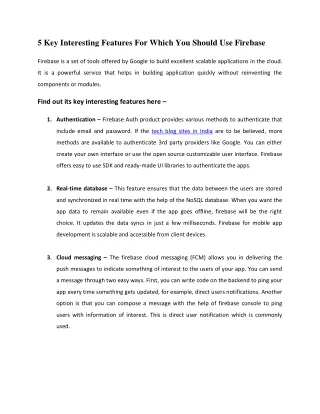 5 Key Interesting Features For Which You Should Use Firebase