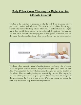Body Pillow Cover Choosing the Right Kind for Ultimate Comfort