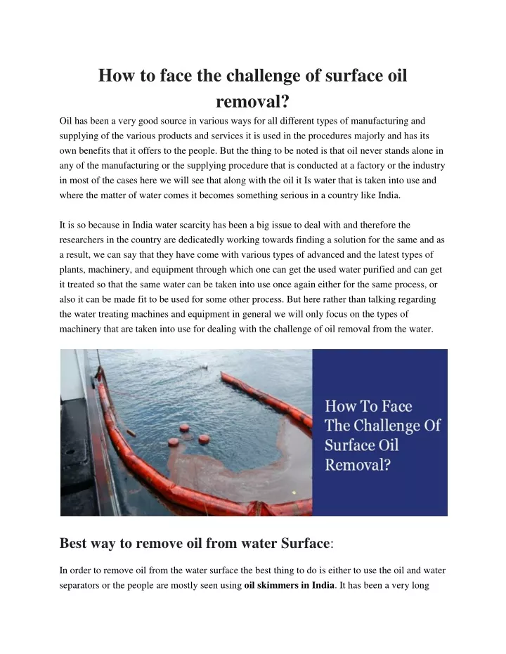 how to face the challenge of surface oil removal