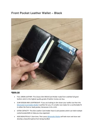 front pocket leather wallet black