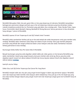 RentalQQ Daftar Situs Pkv Games Poker Online Terpercaya Indonesia