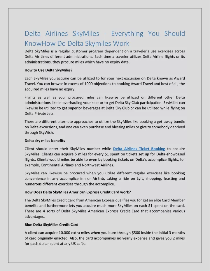 delta airlines skymiles everything you should