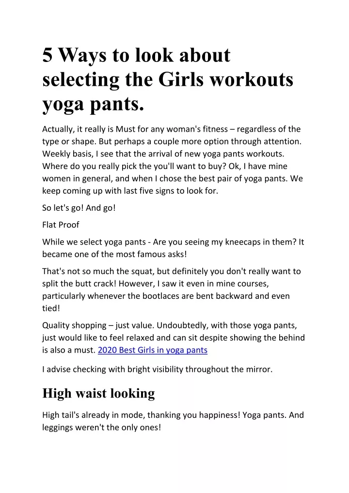 5 ways to look about selecting the girls workouts