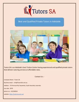 best and qualified private tutors in adelaide