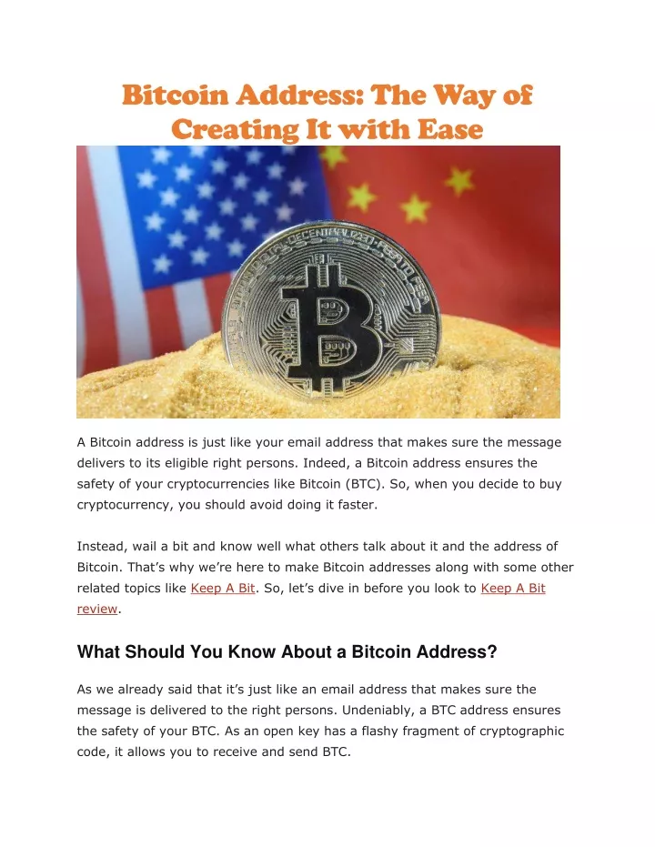 bitcoin address the way of creating it with ease