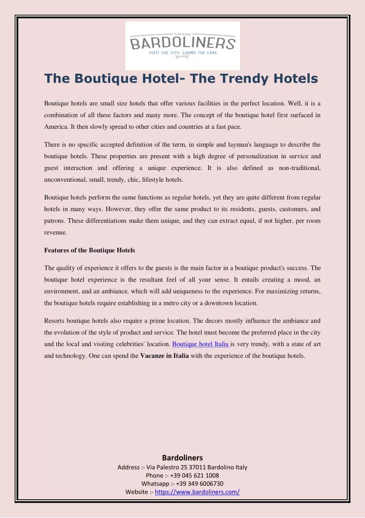 the boutique hotel the trendy hotels