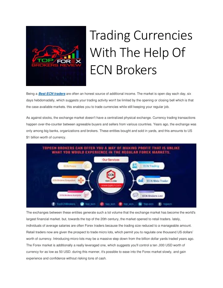 trading currencies with the help of ecn brokers
