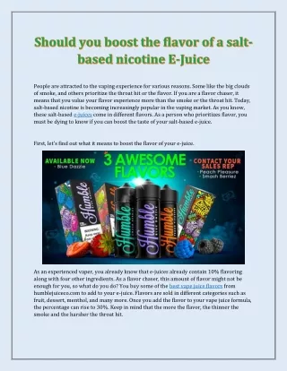 Humble Juice Co. Best quality E Juice with Great flavors in the USA
