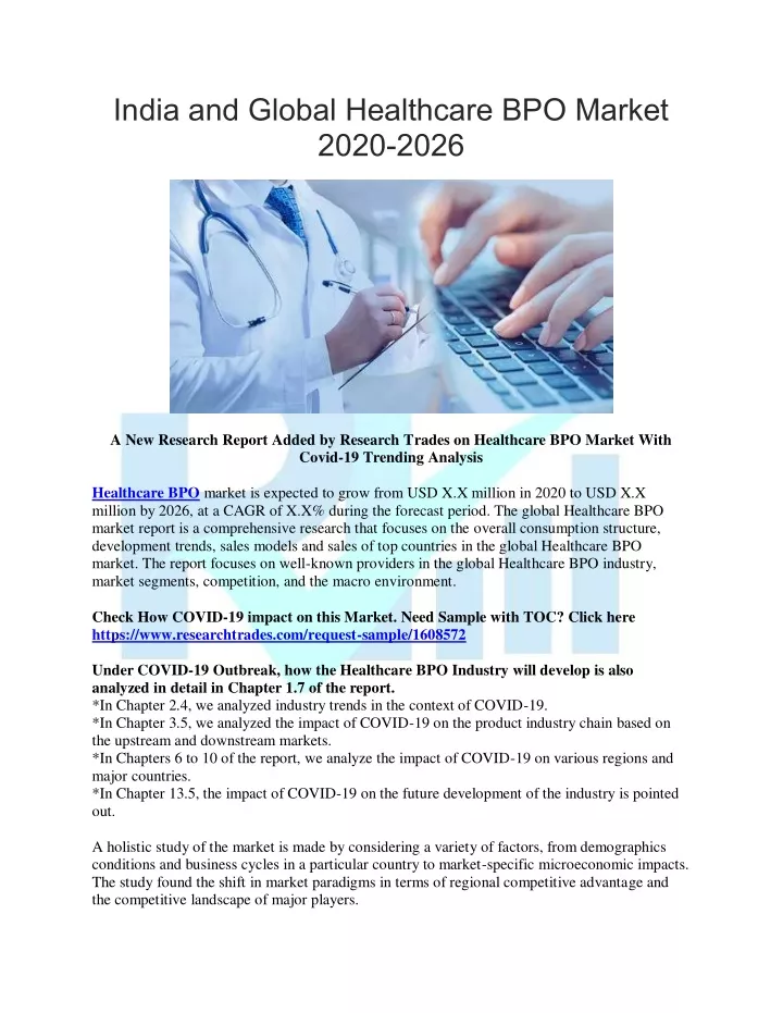 india and global healthcare bpo market 2020 2026