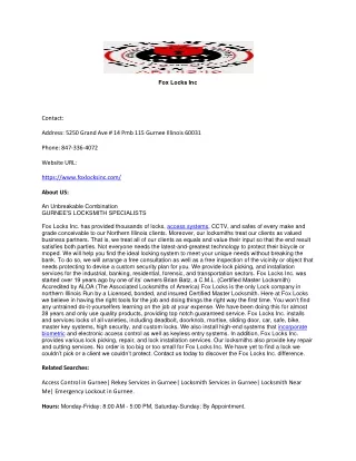 fox locks inc