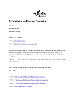 Del's Moving and Storage Naperville