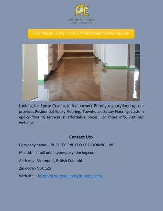 Townhouse Epoxy Floors | Priorityonepoxyflooring.com