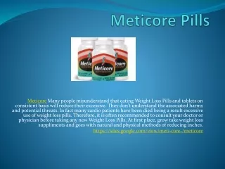 Meticore - Maintenance Of The Cholesterol Levels