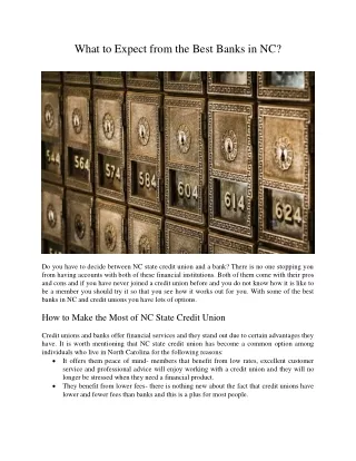 what to expect from the best banks in nc