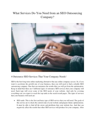what services do you need from an seo outsourcing