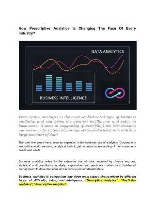 how prescriptive analytics is changing the face