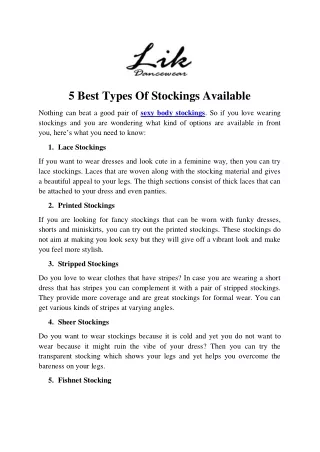 5 Best Types Of Stockings Available