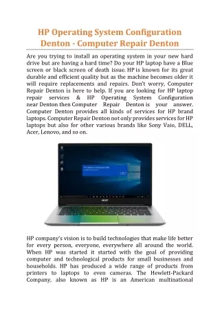 hp operating system configuration denton computer