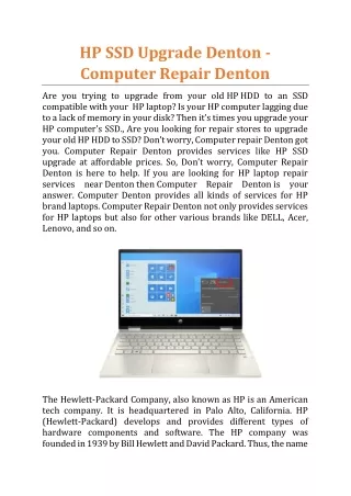 hp ssd upgrade denton computer repair denton