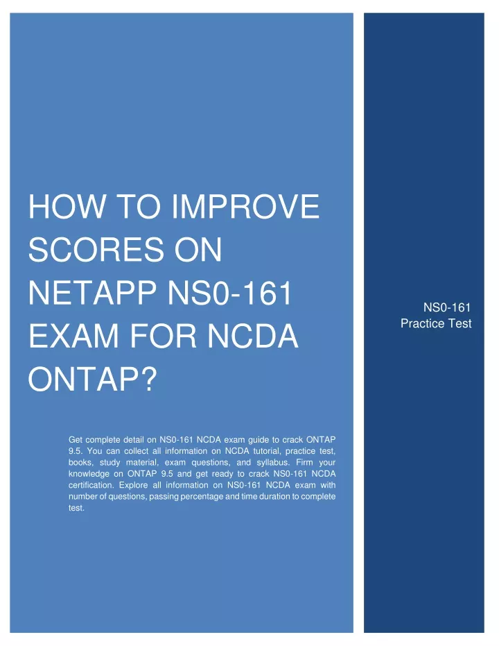 how to improve scores on netapp ns0 161 exam