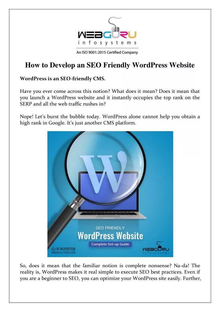how to develop an seo friendly wordpress website