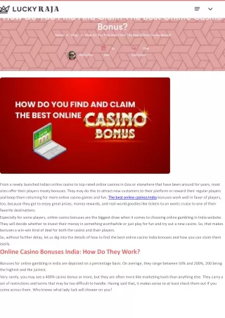 How Do You Find And Claim The Best Online Casino Bonus?