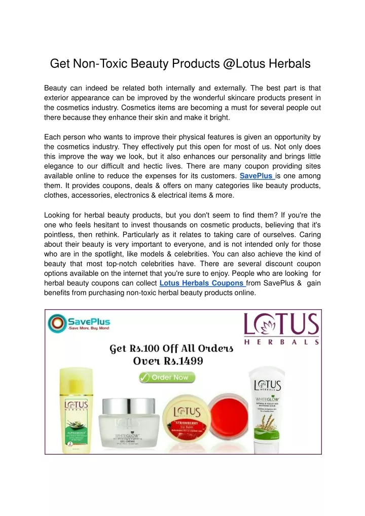 get non toxic beauty products @lotus herbals