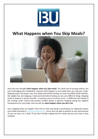 what happens when you skip meals