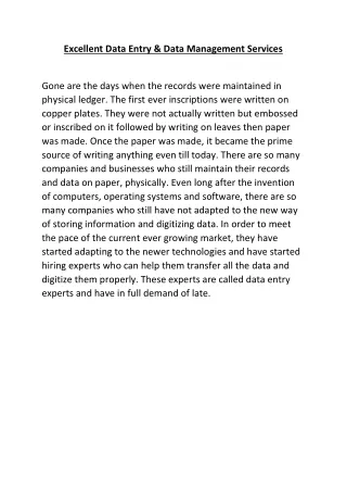 excellent data entry data management services
