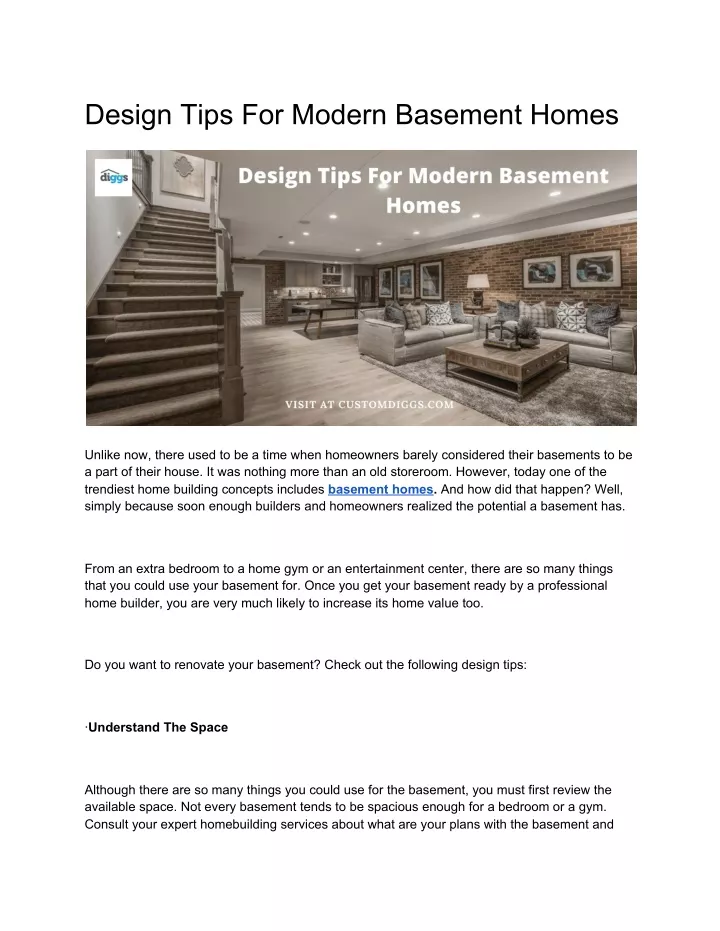 design tips for modern basement homes