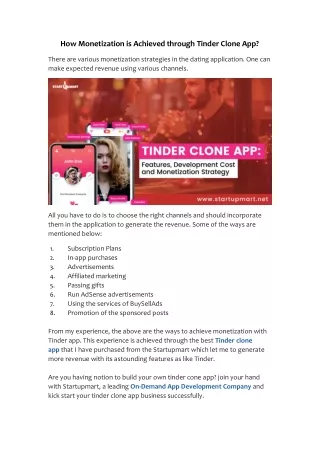 how monetization is achieved through tinder clone