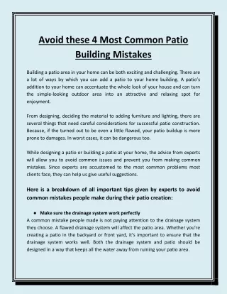 avoid these 4 most common patio building mistakes