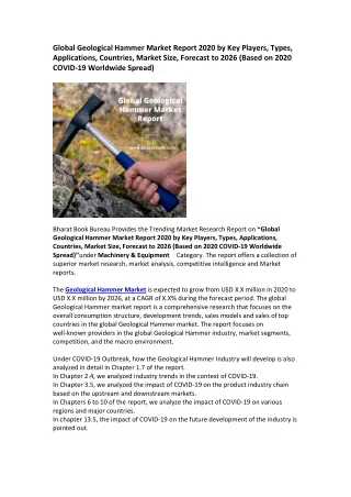 global geological hammer market report 2020