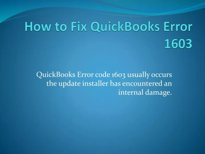 how to fix quickbooks error 1603