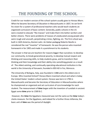 THE FOUNDING OF THE SCHOOL AND THE HISTORY OF THE SCHOOL NAME
