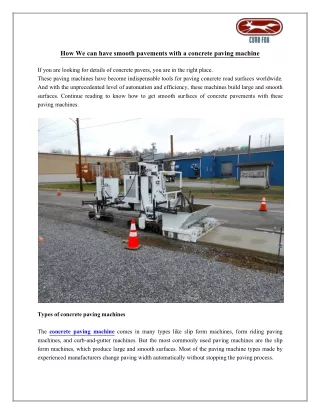 how we can have smooth pavements with a concrete