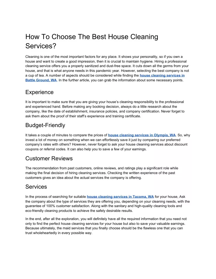 how to choose the best house cleaning services
