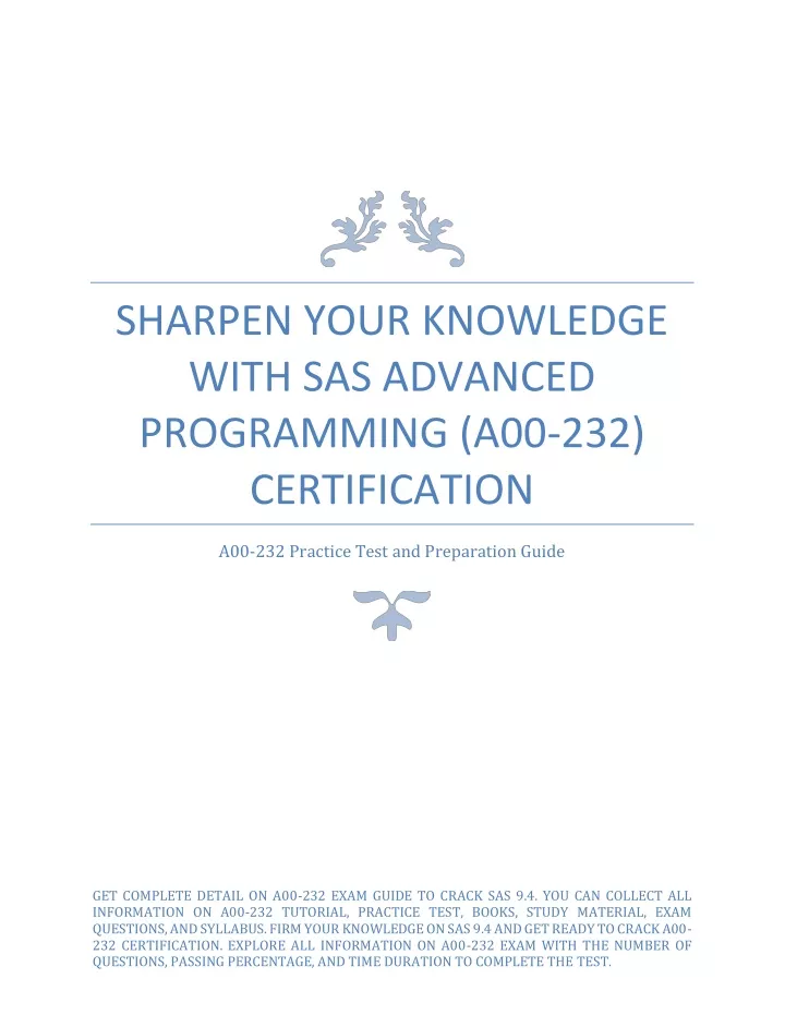 sharpen your knowledge with sas advanced