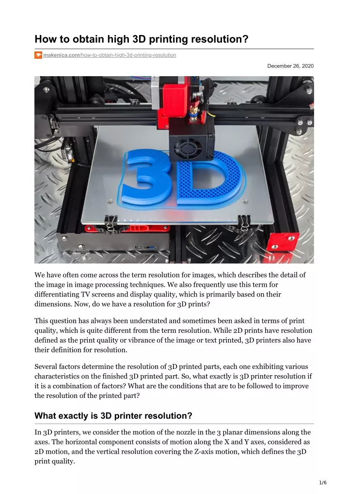 how to obtain high 3d printing resolution