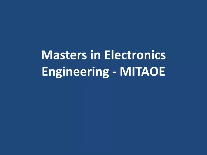 masters in electronics engineering mitaoe