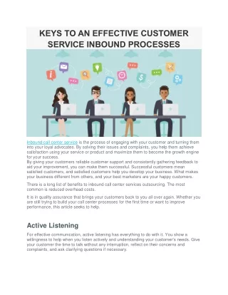 KEYS TO AN EFFECTIVE CUSTOMER SERVICE INBOUND PROCESSES