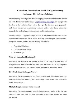 centralized decentralized and p2p cryptocurrency