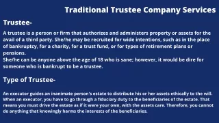 traditional trustee company services