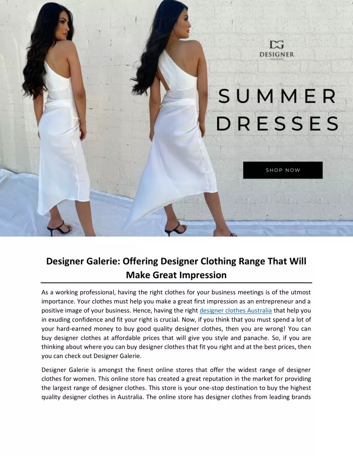 designer galerie offering designer clothing range