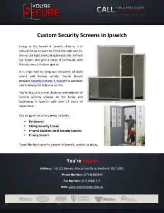 custom security screens in ipswich