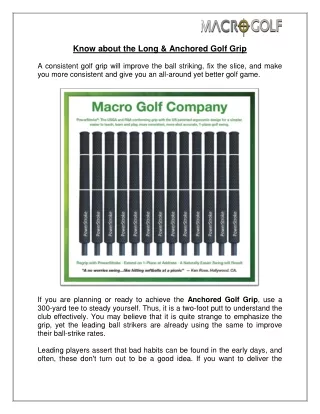 Know about the Long & Anchored Golf Grip